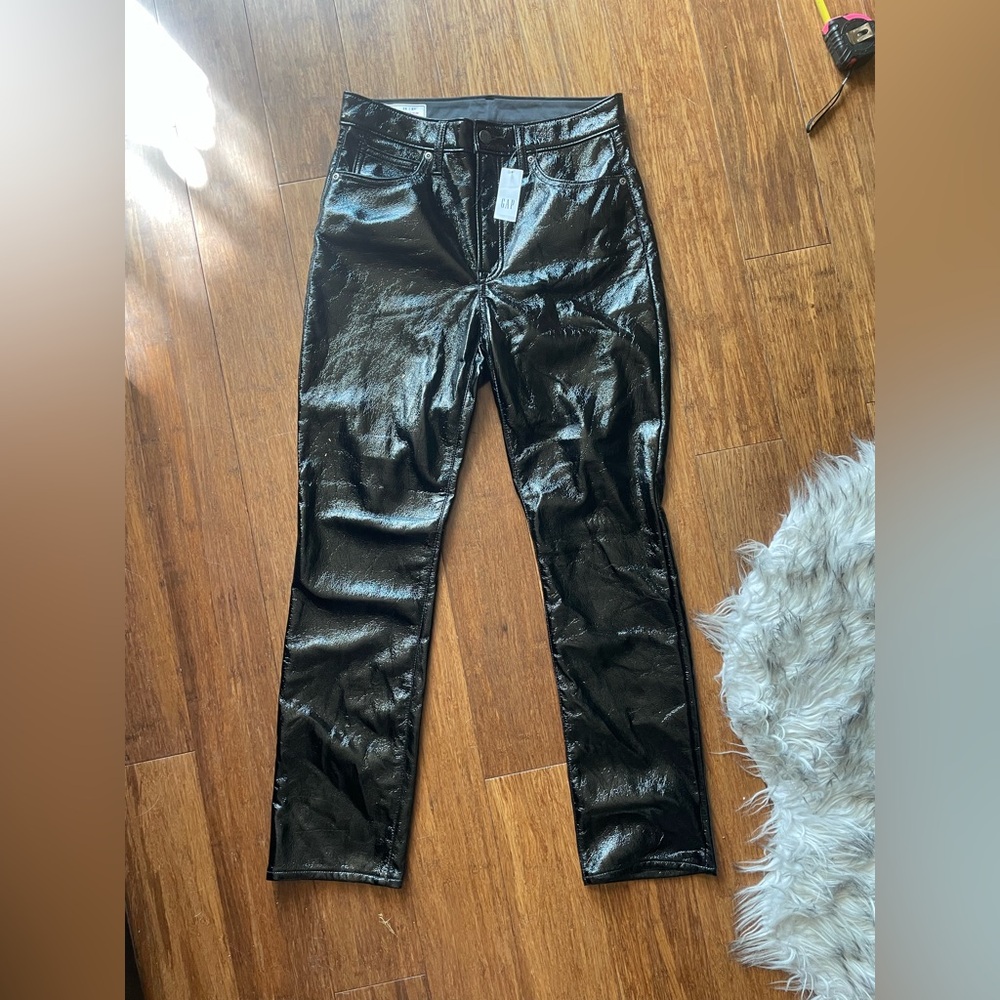 GAP vintage High Rise faux leather Glossy Black pants